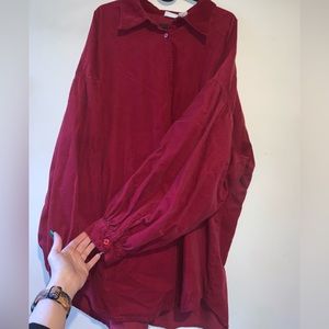 Newport News Red Button Up Blouse